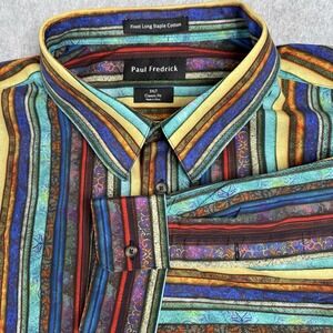 Paul Frederick Classic Fit Shirt Mens 3XL Long Sleeve Colorful Striped Print EUC